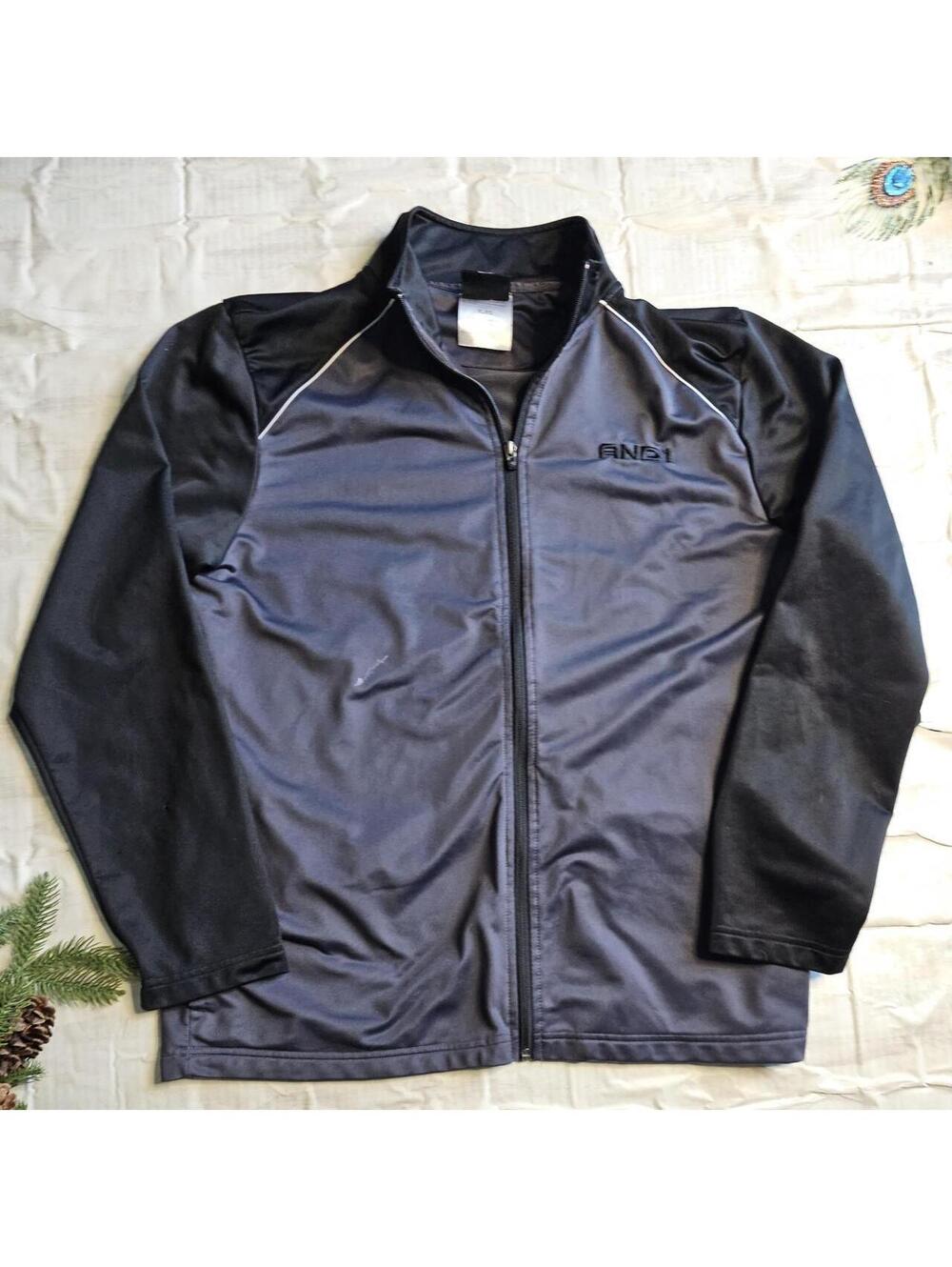 Title: vintage And1 black zip up tech jumpsuit jacket